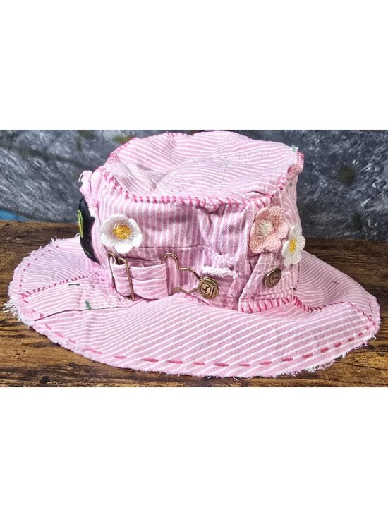 OOAK Handmade Boho Indie Pink John Deere Upcycle Bucket Hat Adjustable M 22\